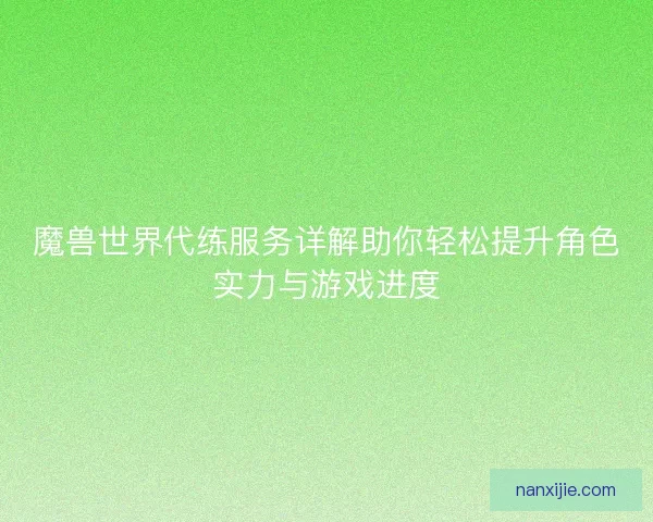 魔兽世界代练服务详解助你轻松提升角色实力与游戏进度