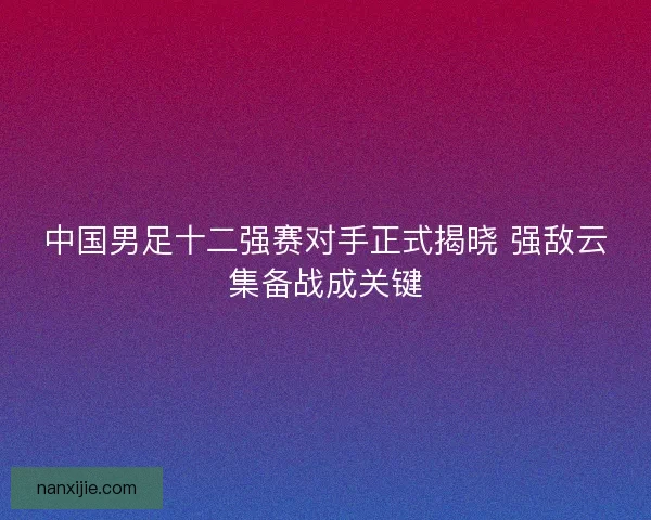中国男足十二强赛对手正式揭晓 强敌云集备战成关键