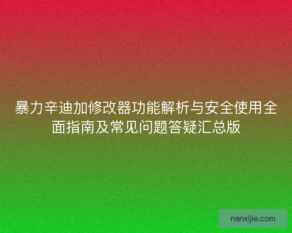 暴力辛迪加修改器功能解析与安全使用全面指南及常见问题答疑汇总版