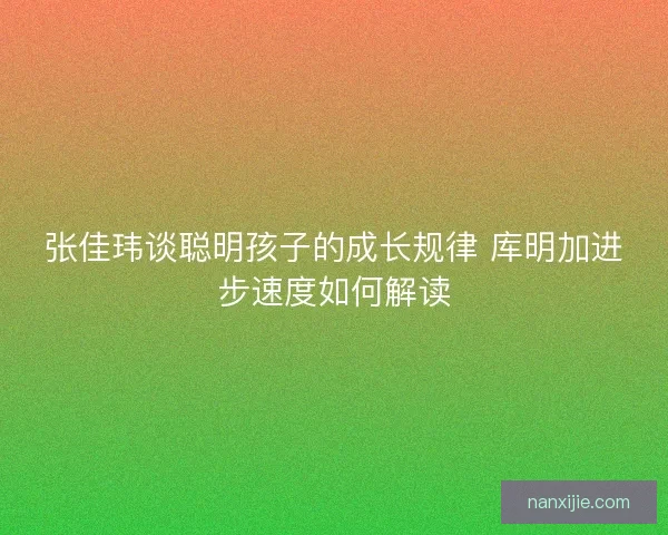 张佳玮谈聪明孩子的成长规律 库明加进步速度如何解读