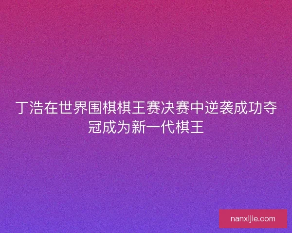 丁浩在世界围棋棋王赛决赛中逆袭成功夺冠成为新一代棋王